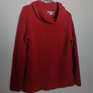 Coldwater Creek Red Cowl Neck Cotton Fall Sweater